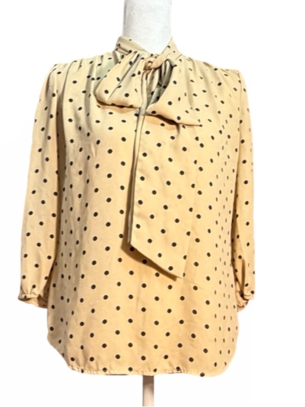 7th Avenue New York & Co Polka Dot Tie Neck Blouse XS